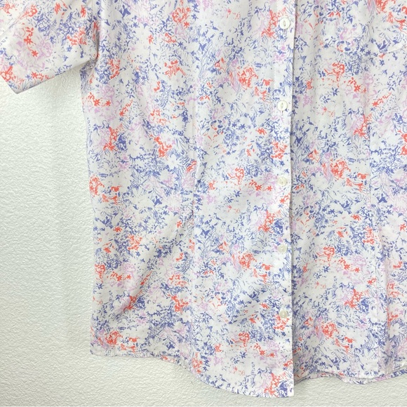 Eddie Bauer Floral Button Down Shirt medium Wrinkle Free Shaped Fit cotton - Picture 7 of 14